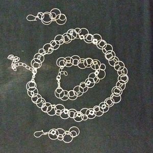 Sterling Silver Set Necklace, Bracelet, and Earings